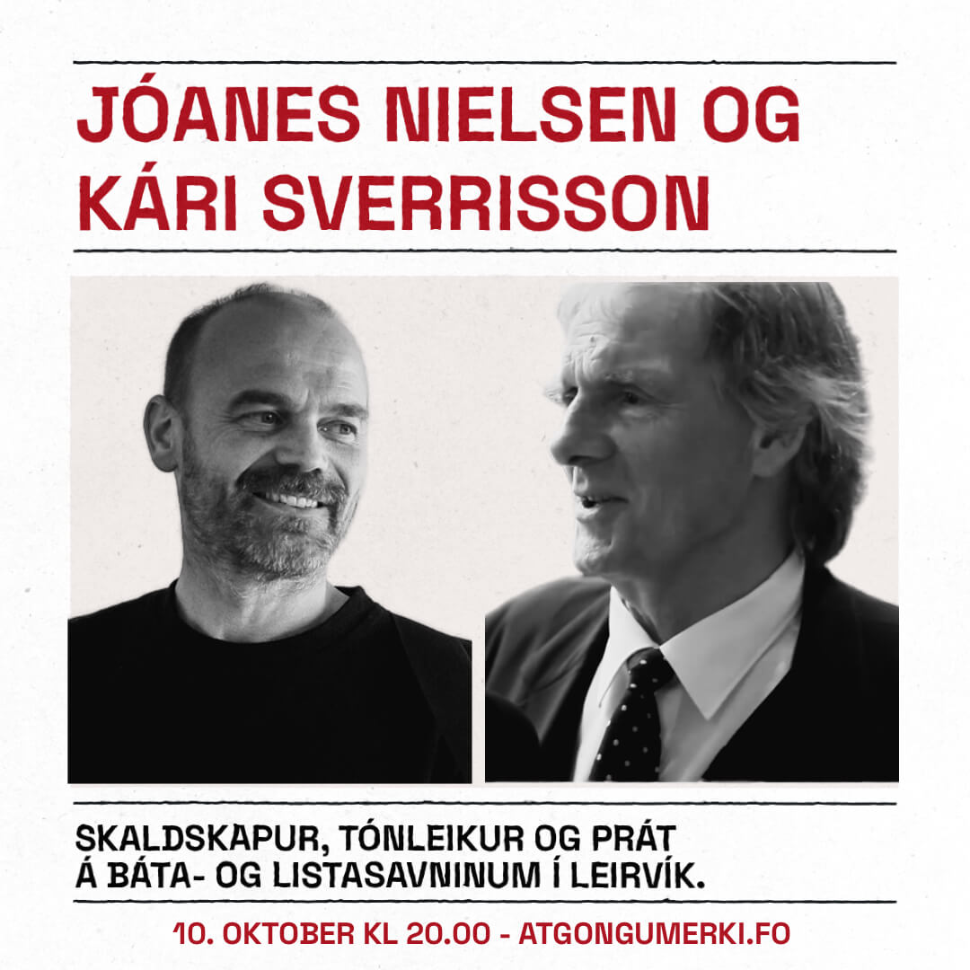 Jóanes Nielsen og Kári Sverrisson í Báta- og Listasavninum í Leirvík